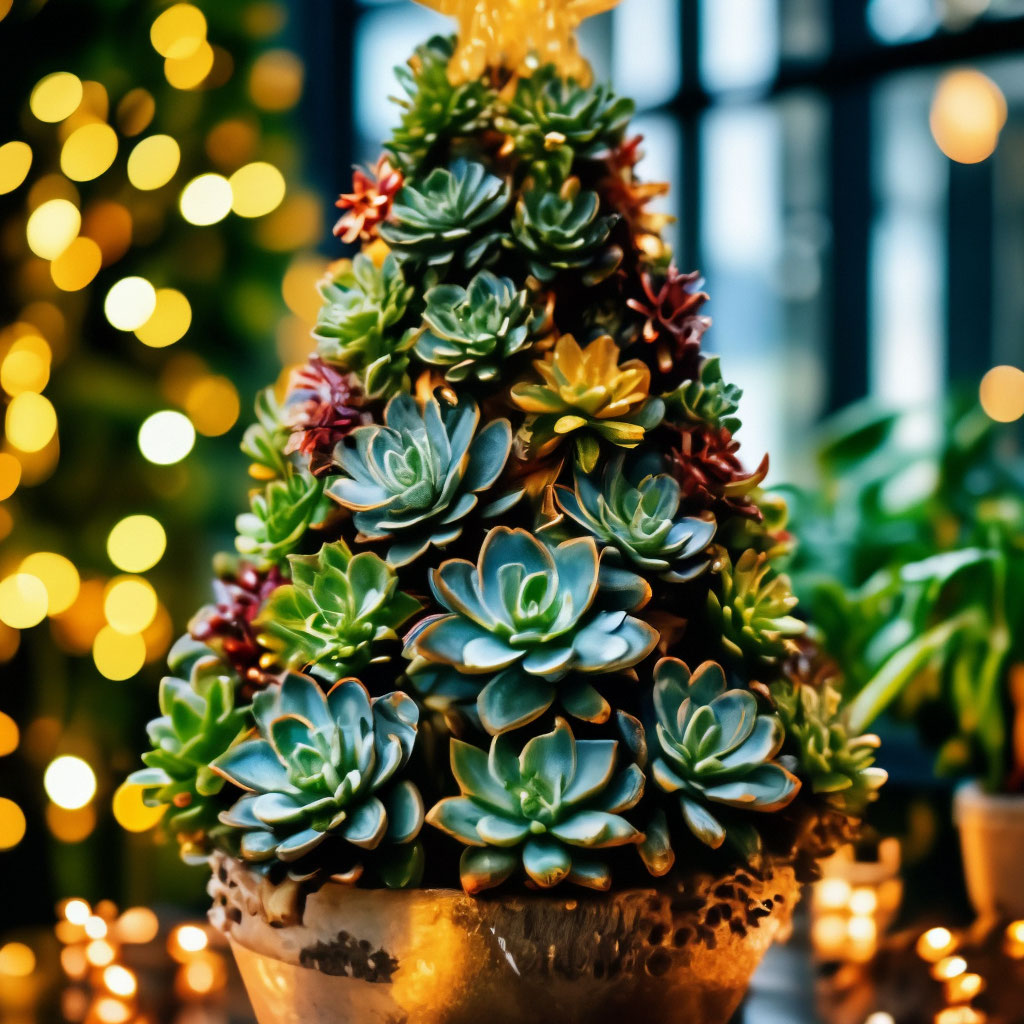 Christmas tree made of succulents Новогодняя елка из суккулентов