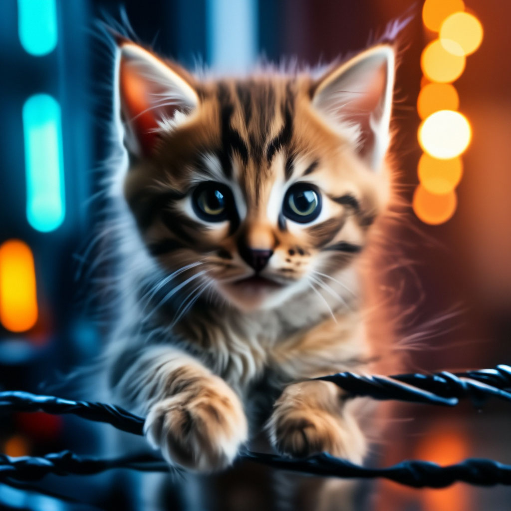 Котенок грызет провода» — создано в Шедевруме
