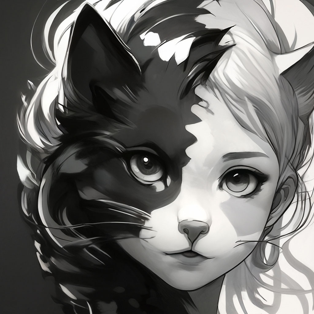Раскраска неко аниме девушка кошка распечатать
