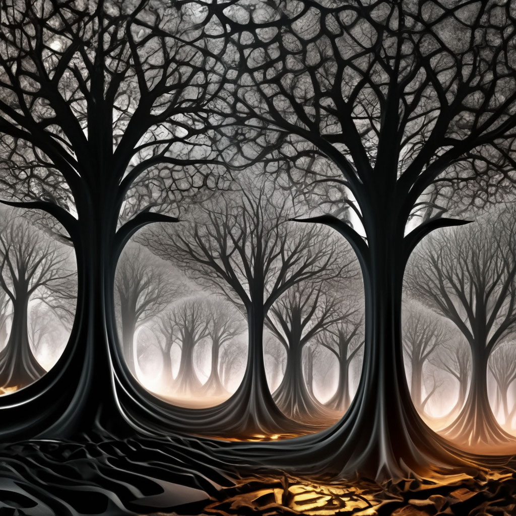 Фрактальный лес, темно-серый с …» — создано в Шедевруме