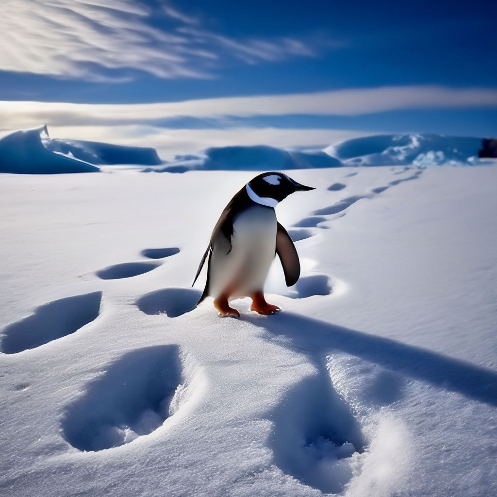 Пингвин смешно шагает по снегу — Картинки и аватары