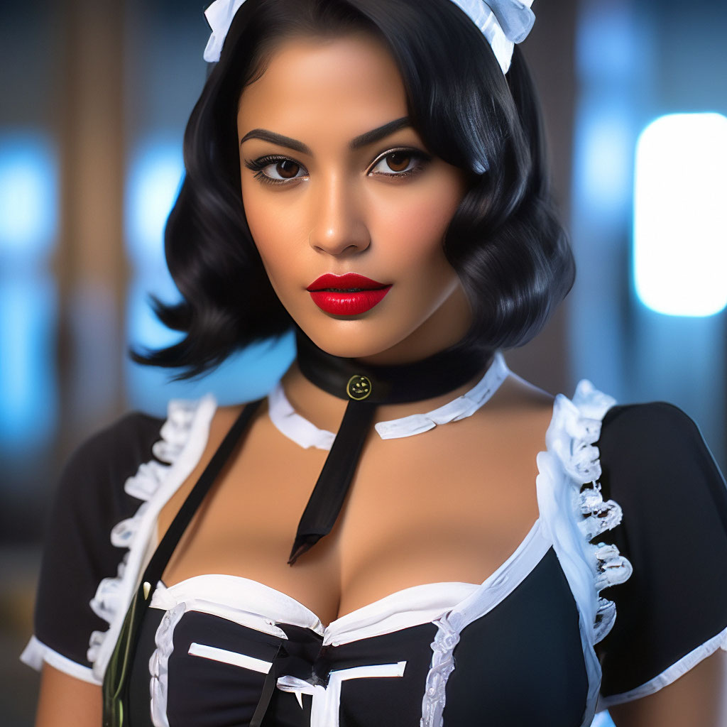 Cosplay of a seductive Latina maid…» — создано в Шедевруме