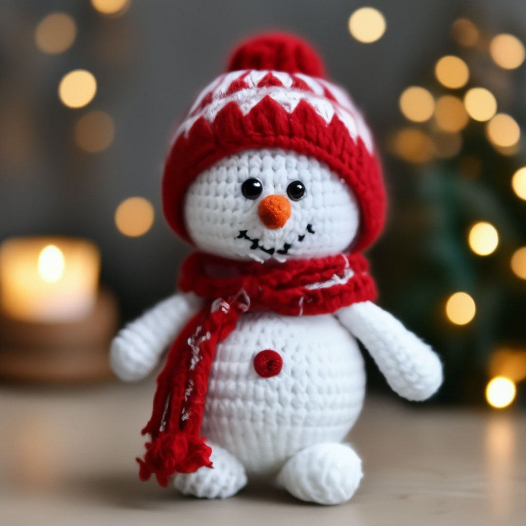 Бесплатное описание Снеговик крючком. Snowman Free Crochet Pattern