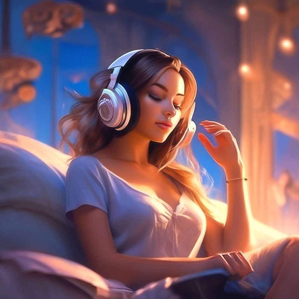 Красивая девушка слушает музыку» — создано в Шедевруме