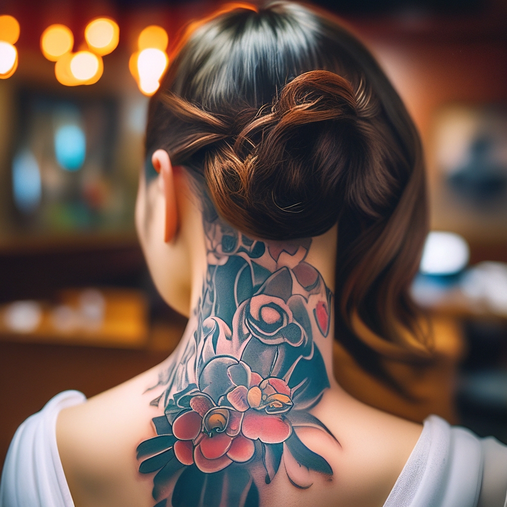 Женские татуировки на шею