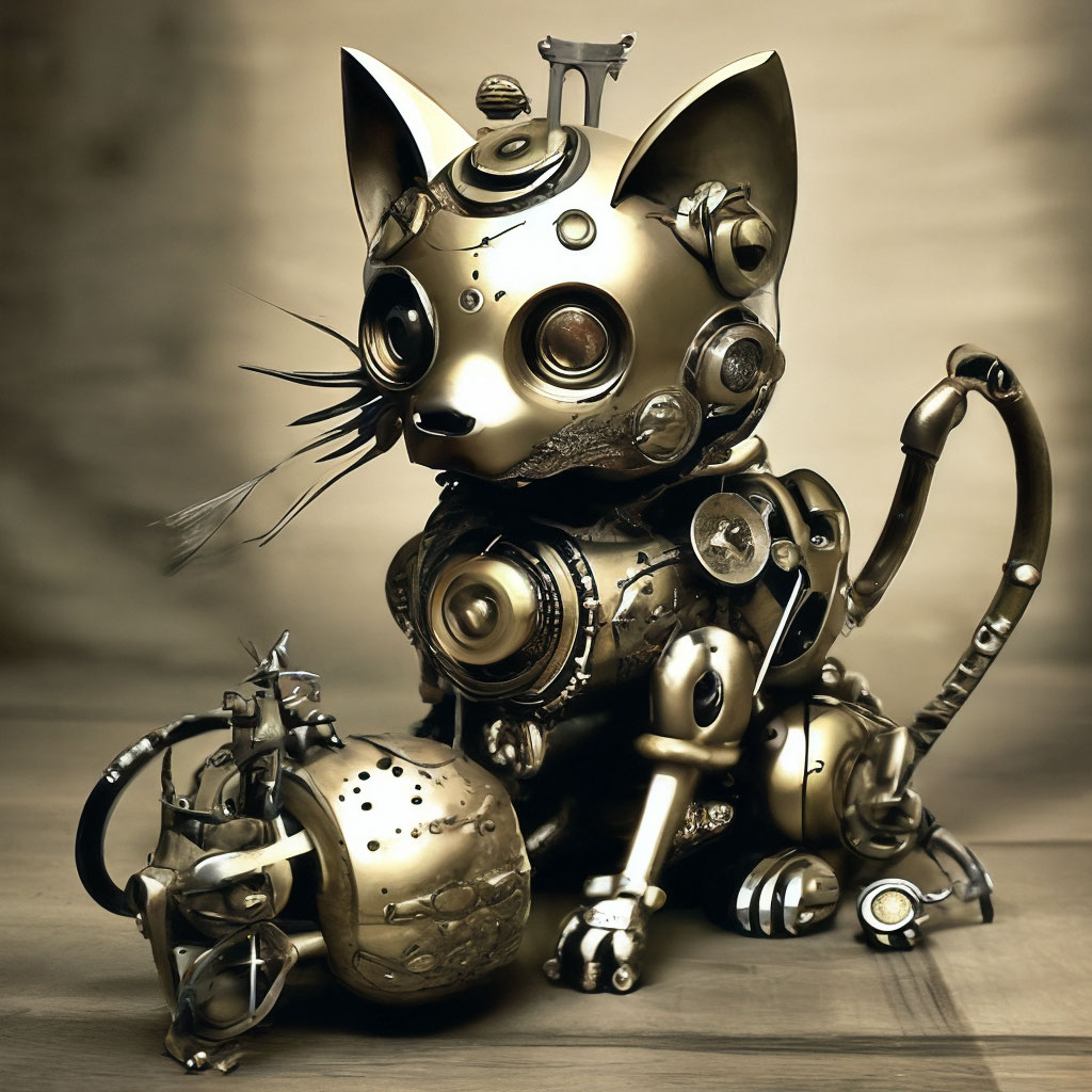 Механическая кошка поймала мышь» — создано в Шедевруме