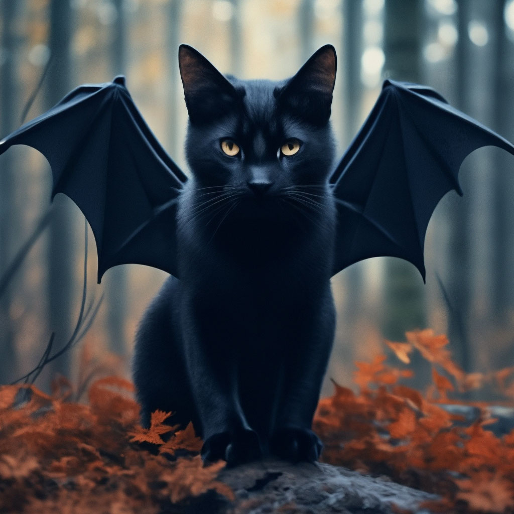 Черная кошка с крыльями как у …» — создано в Шедевруме