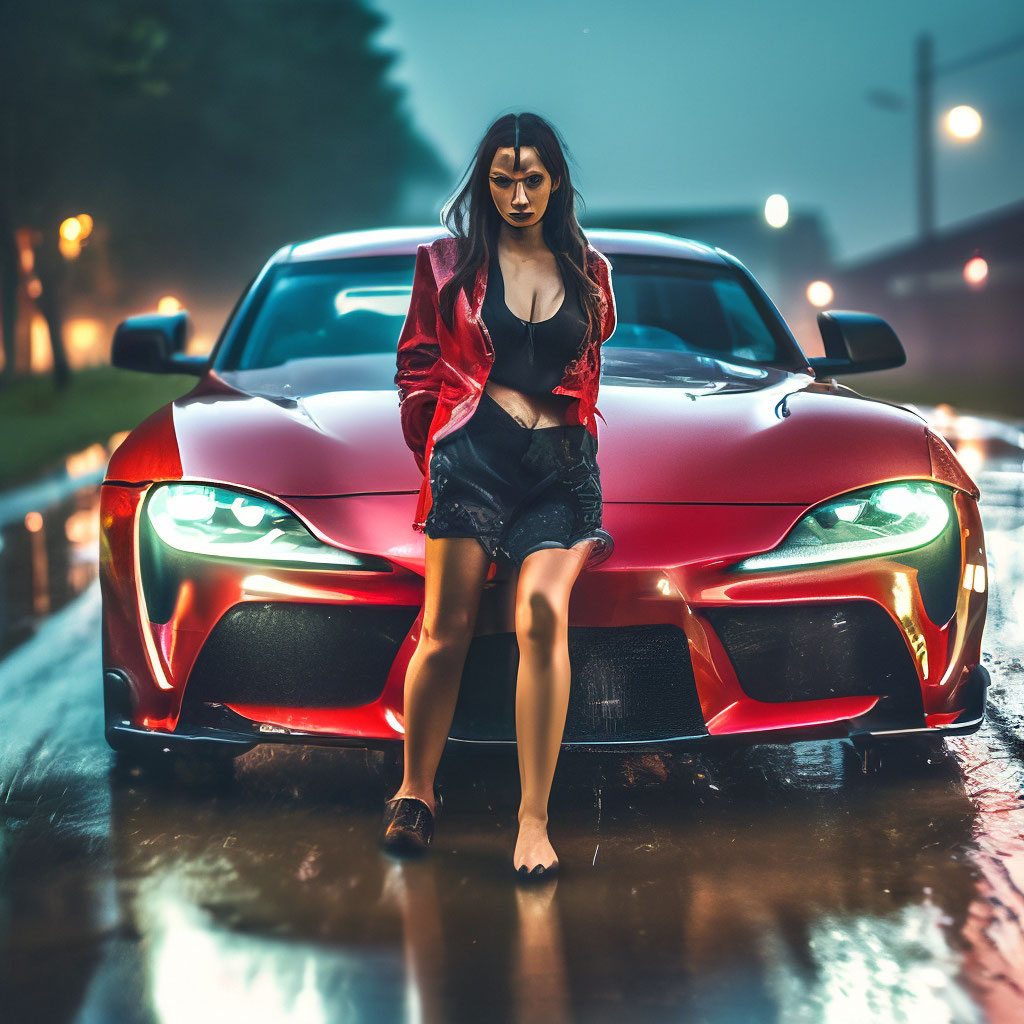 Red Supra, мокрый асфальт, дождь,за…» — создано в Шедевруме