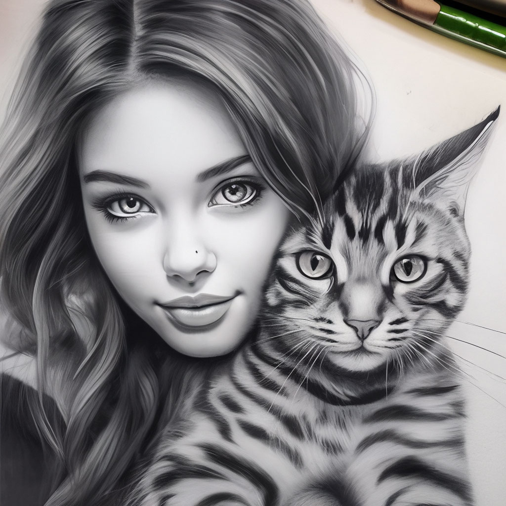 Девушка-кошка красивая рисунок …» — создано в Шедевруме
