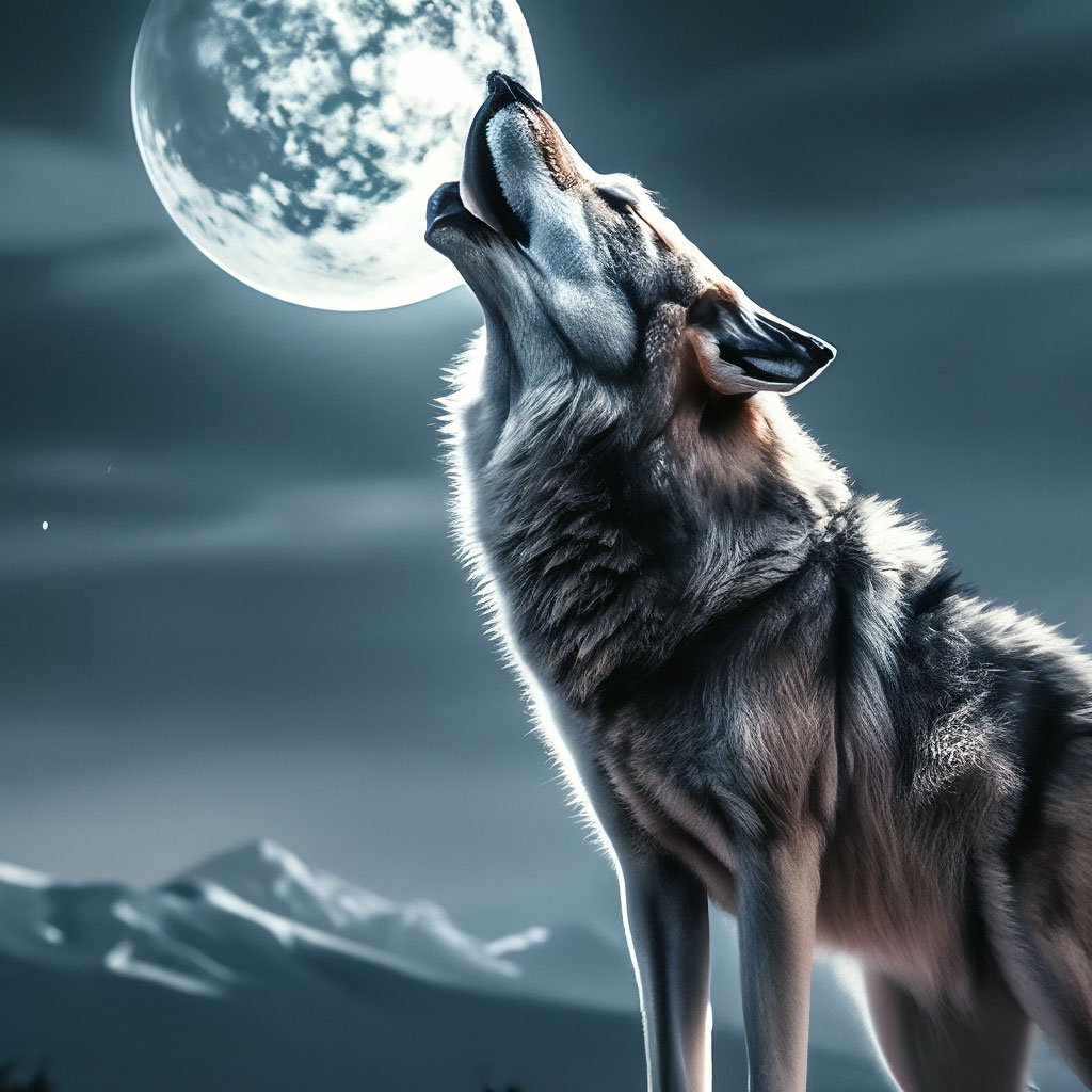 Стоковые фотографии по запросу Волк и луна