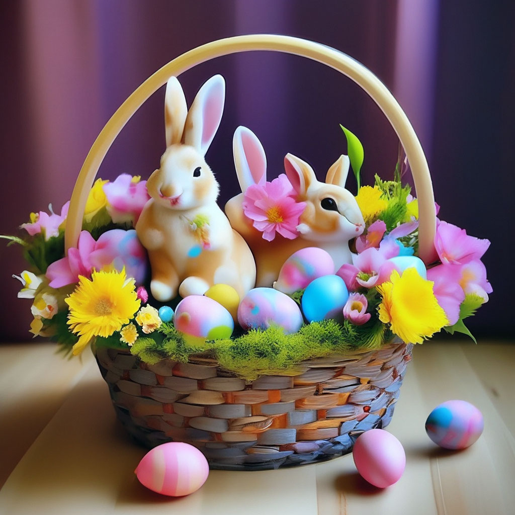 Пасхальная корзинка с зайцами. | форум Babyblog