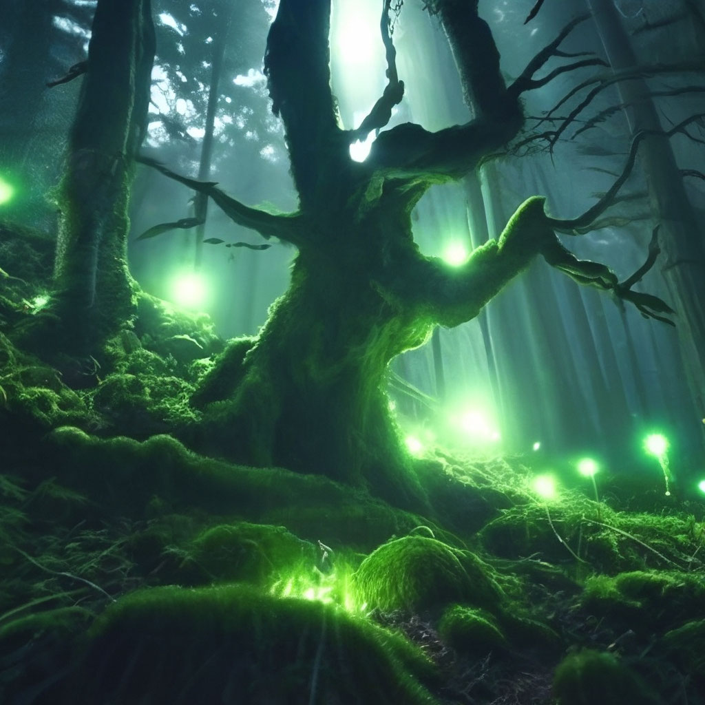 Загадочный лес, темный, зеленые …» — создано в Шедевруме