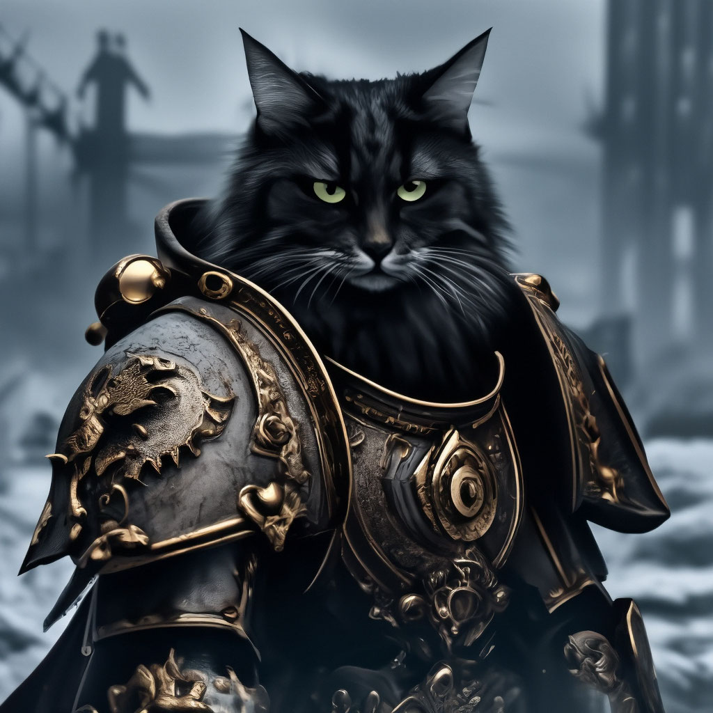 Черный сибирский кот как император …» — создано в Шедевруме