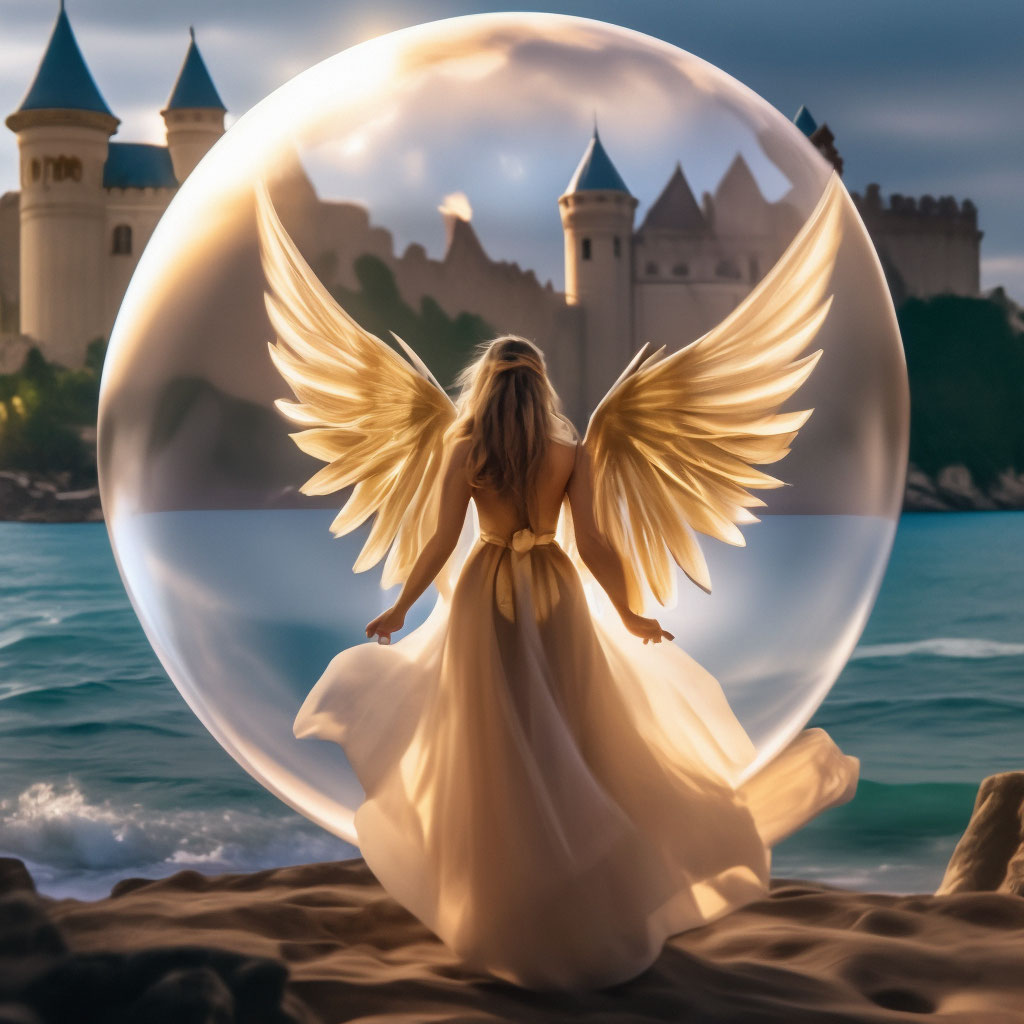 Красивая девушка с крыльями ангела …» — создано в Шедевруме