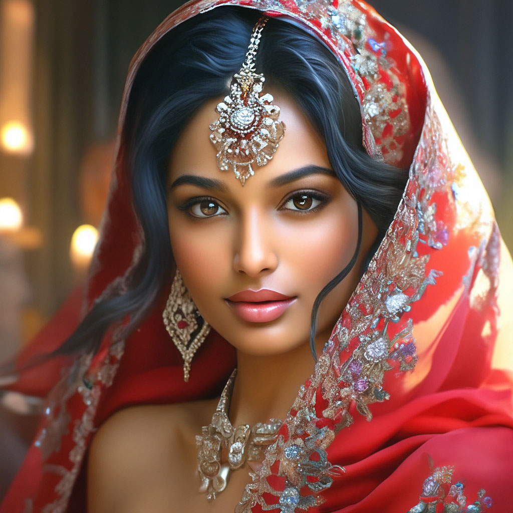 Красивая индийская девушка, фатин, …» — создано в Шедевруме