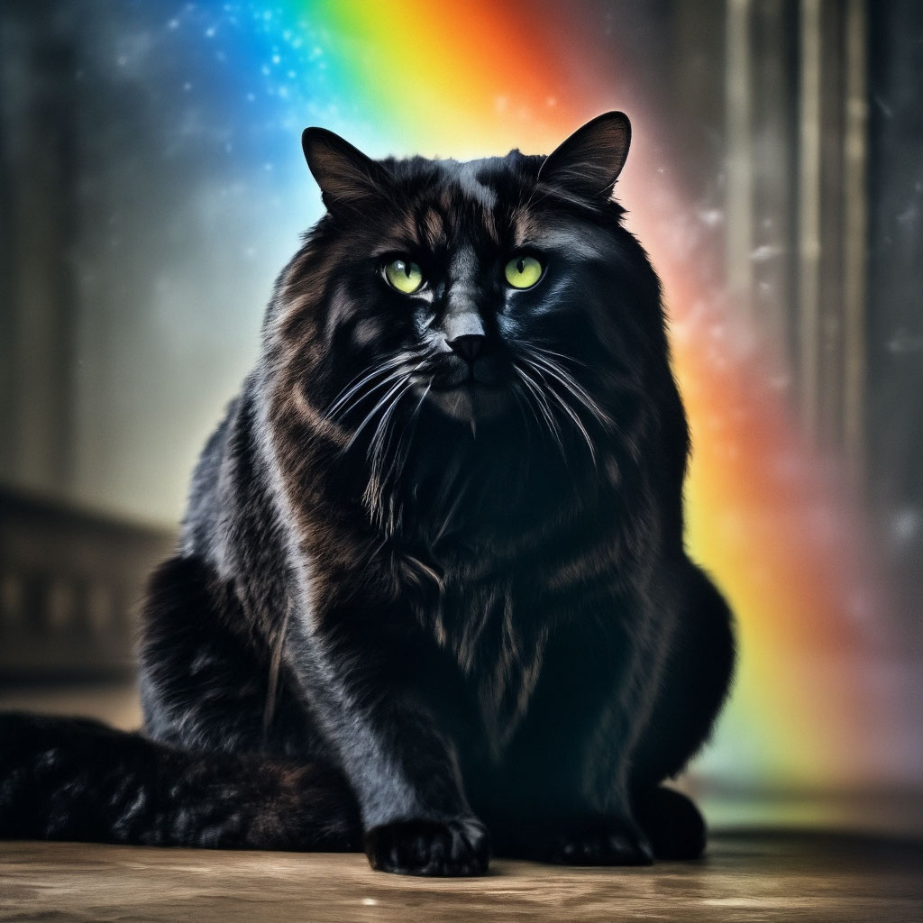 Очень Толстый чёрный кот блюет …» — создано в Шедевруме
