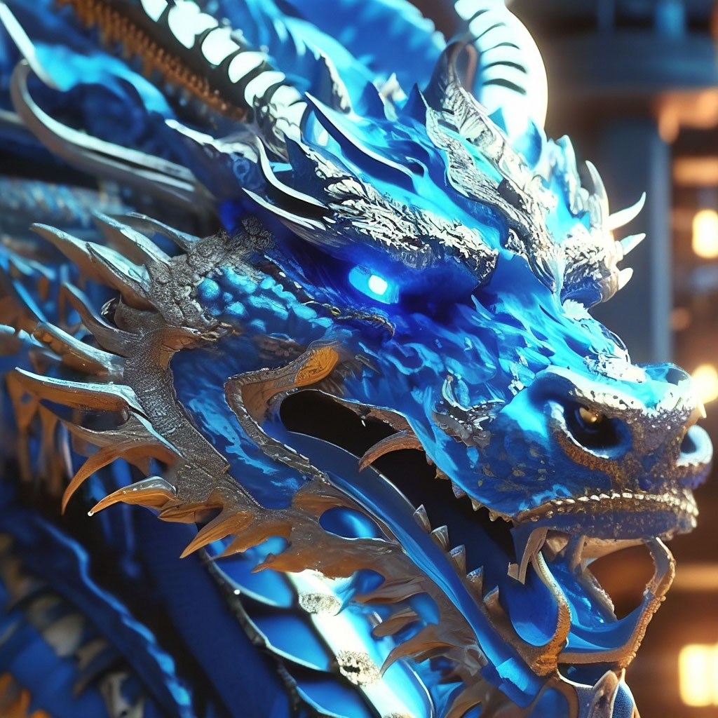 Китайский голубой дракон, красиво, …» — создано в Шедевруме
