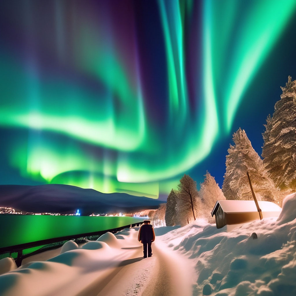 Норвегия зимой и северное сияние» — создано в Шедевруме
