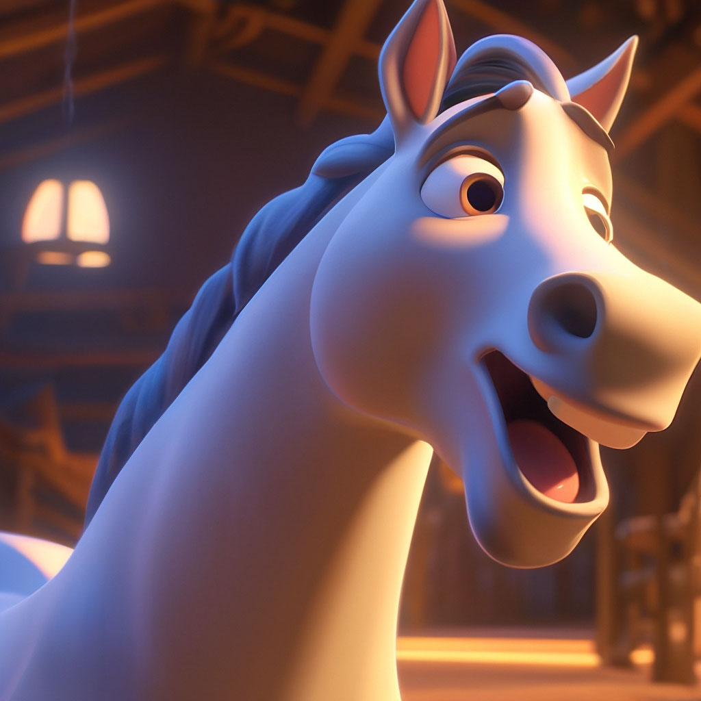 The horse is neighing, Pixar style