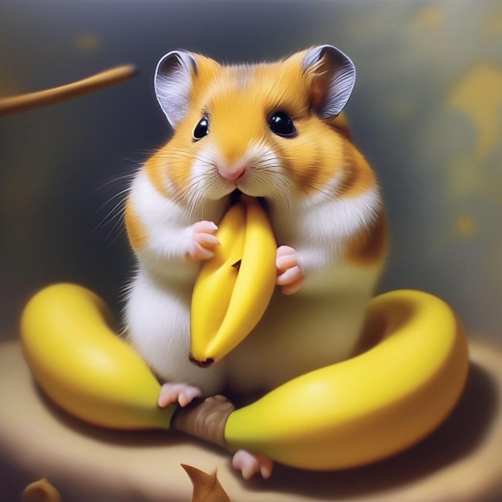 Хомяк ест банан» — создано в Шедевруме