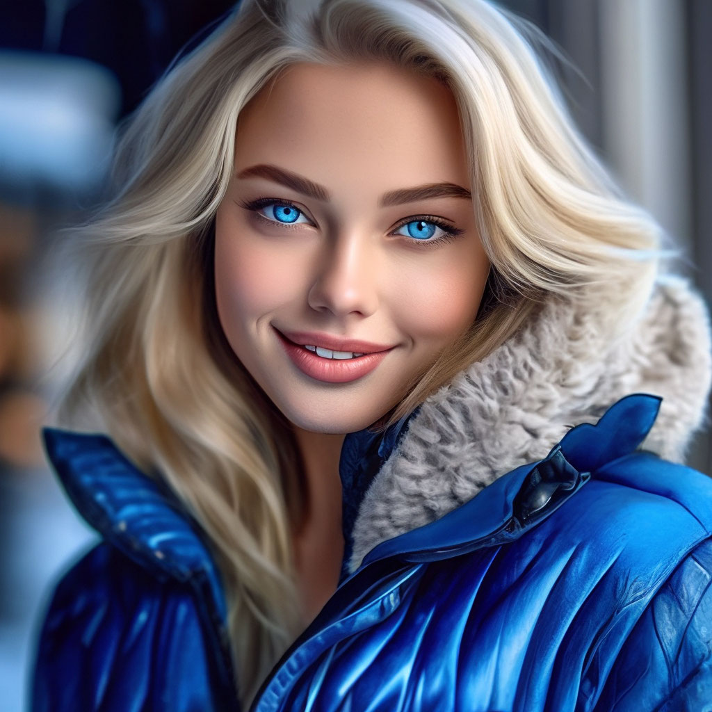 Ideal girl красивая девушка в синей…» — создано в Шедевруме