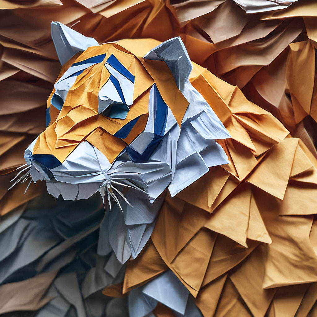 Тигр Оригами в г/к, 000073
