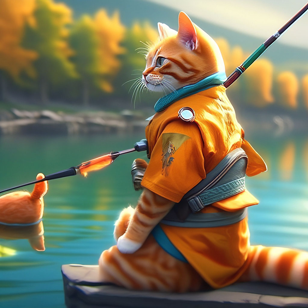 Кот с удочкой