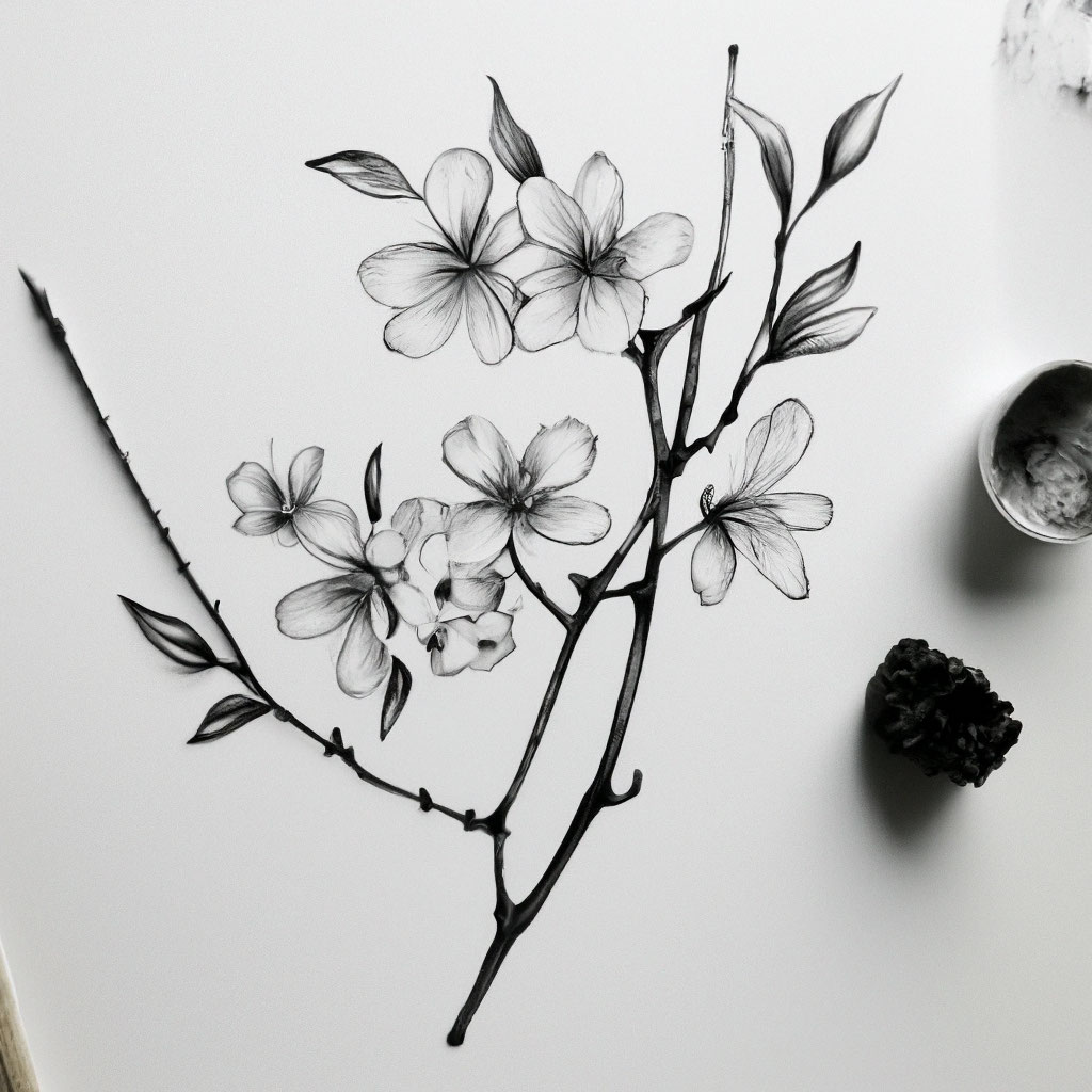 Веточка, листья, цветы, рисунок, …» — создано в Шедевруме
