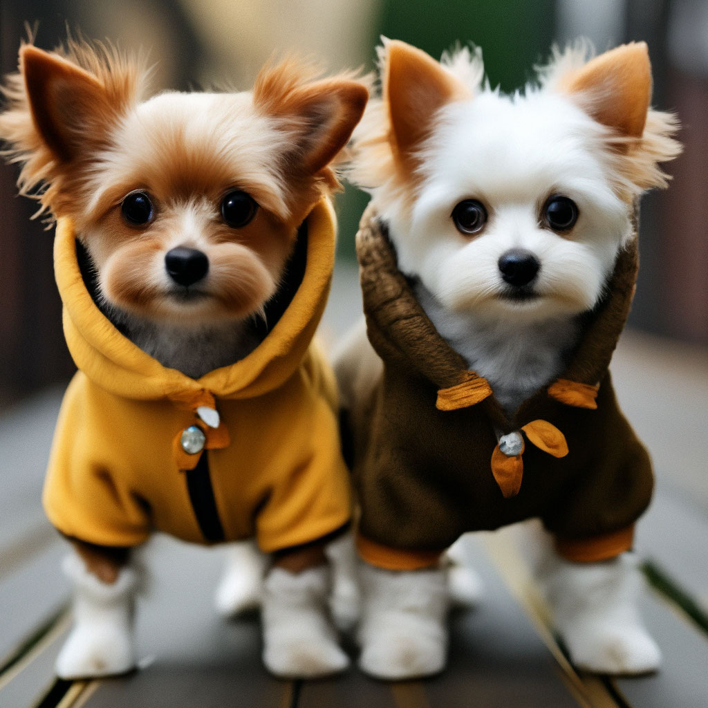 Маленькие собачки в одежде» — создано в Шедевруме