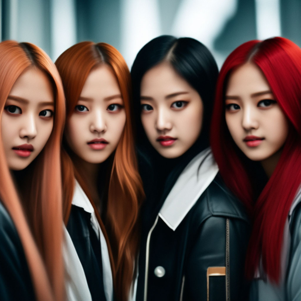 ЧЕТЫРЕ девушки из группы BLACKPINK, …» — создано в Шедевруме