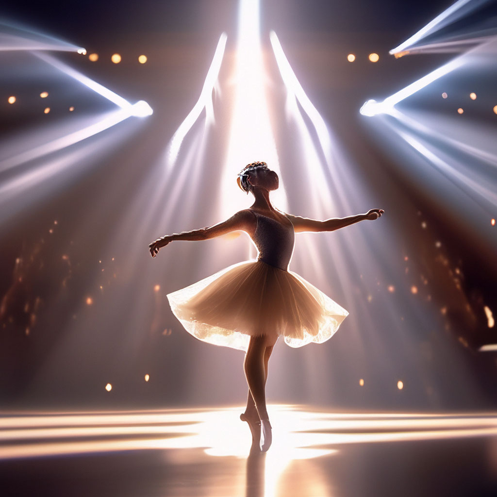 Красивая балерина выступает на сцене…» — создано в Шедевруме