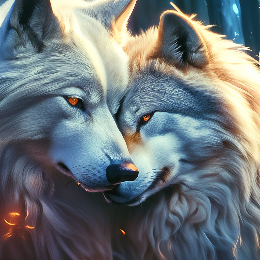волк и волчица арт