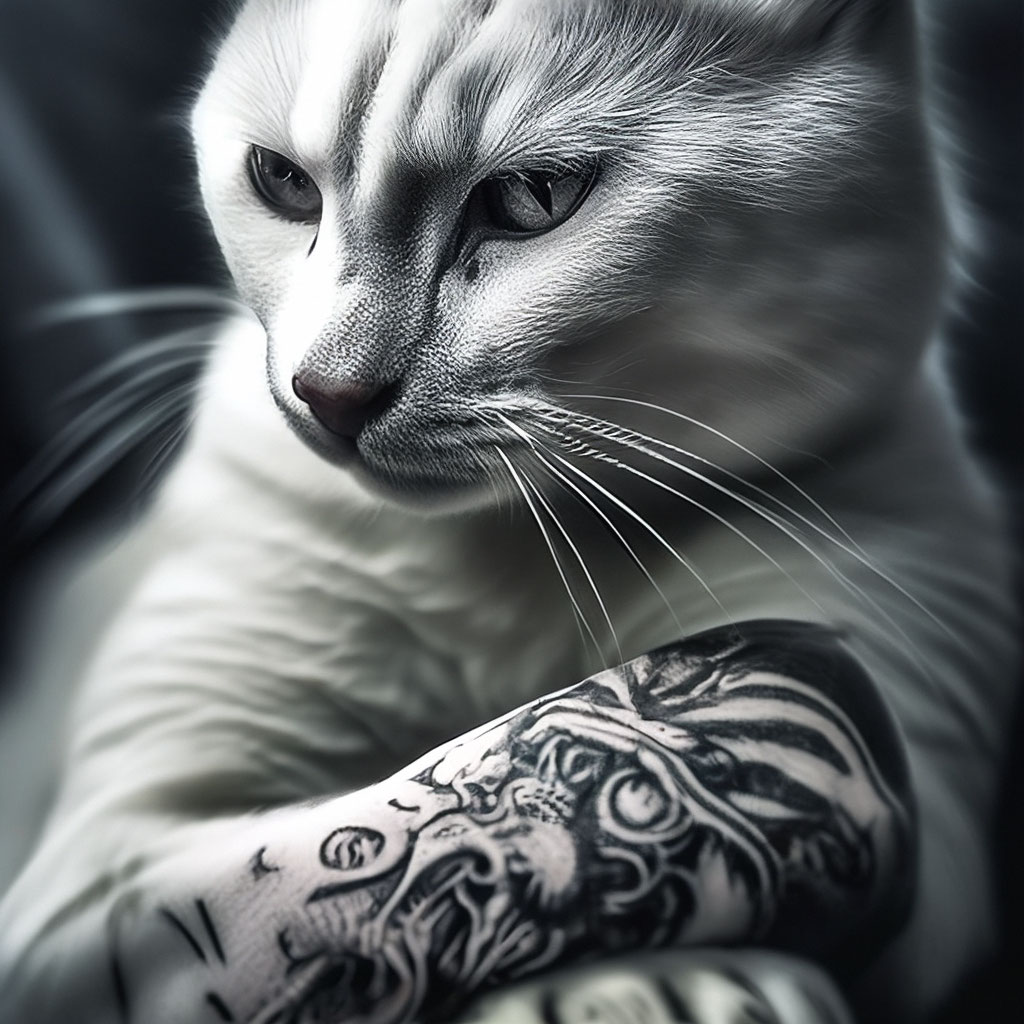 Временная переводная татуировка кот