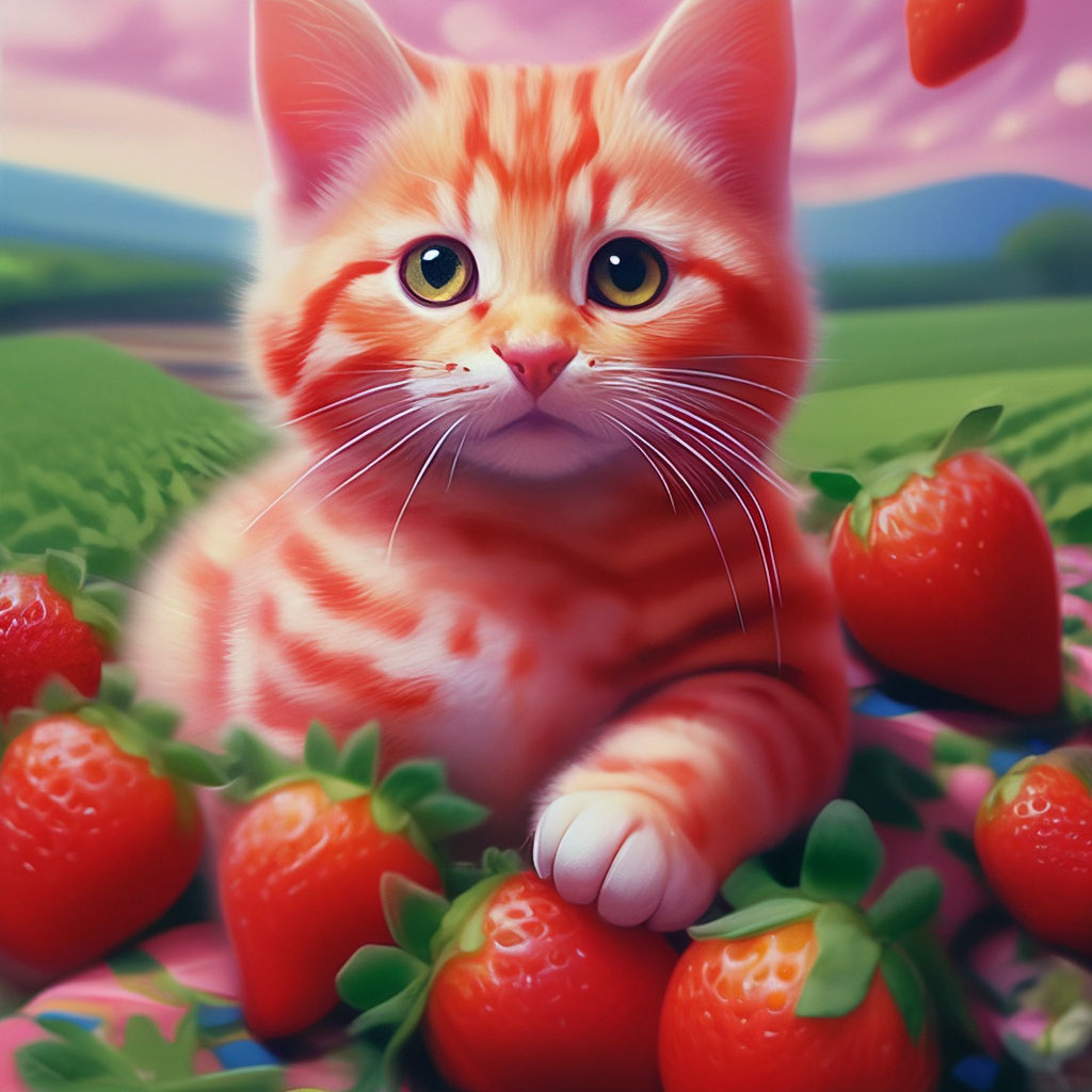 Strawberry cat — image created in Shedevrum