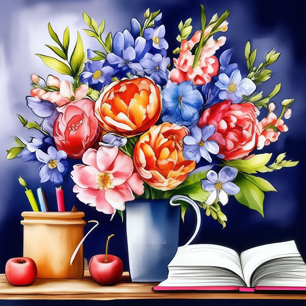 Букет цветов на день учителя, …» — создано в Шедевруме