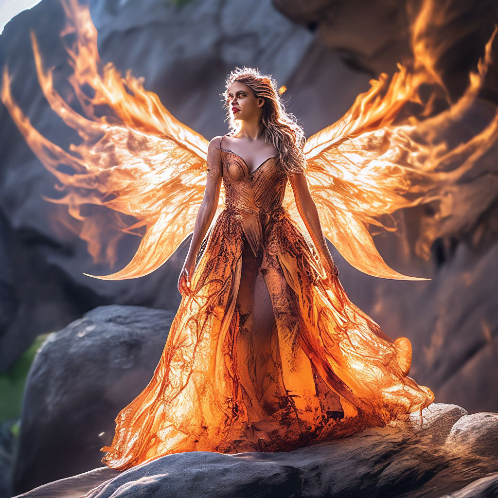 kiss the sky eden textured check drop waist mini dress Nene Thomas Fire Element Spirit Of Flame Angel Fairy In Sunflower Gown–  Ebros Gift main image 1