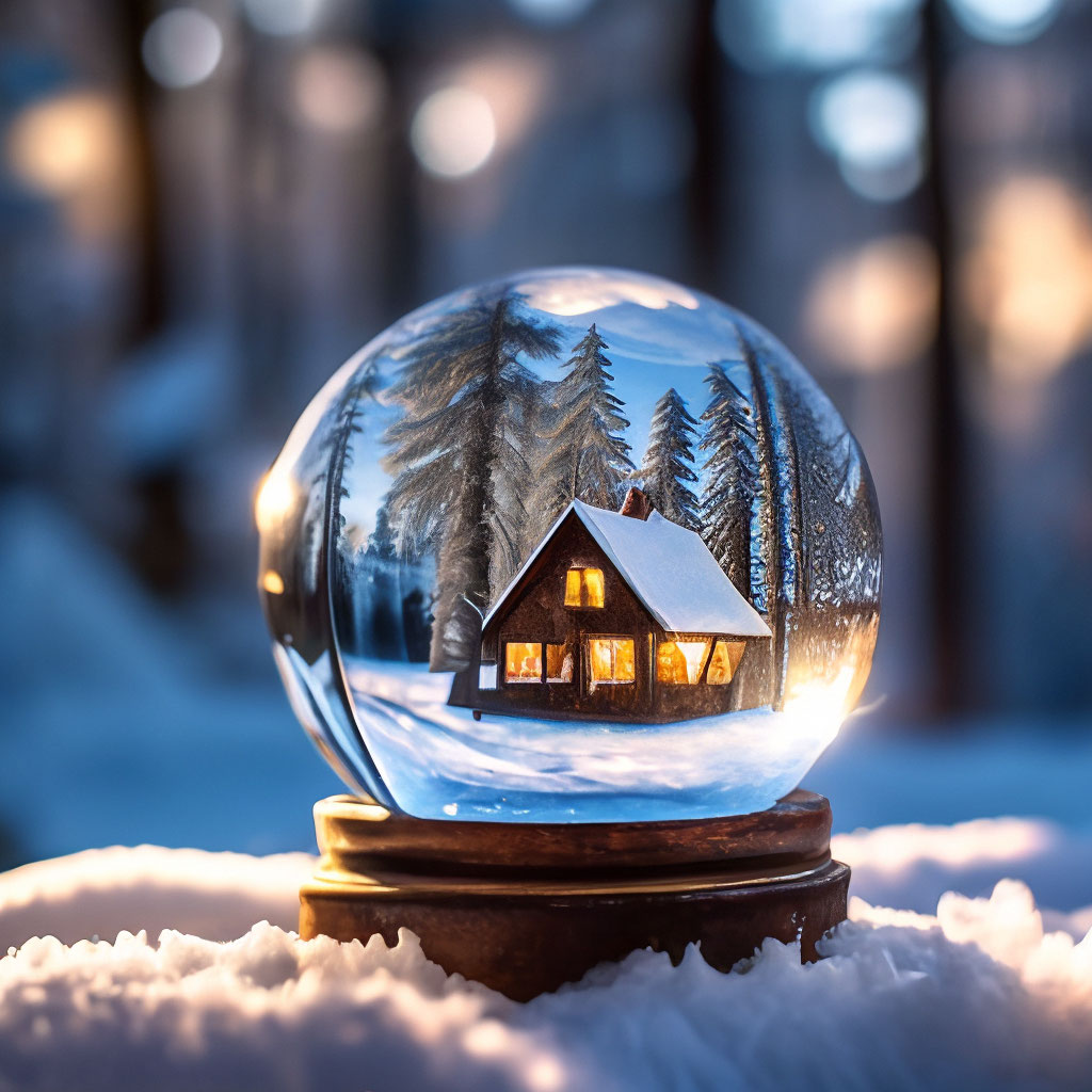 Хрустальный шар с подсветкой зима …» — создано в Шедевруме