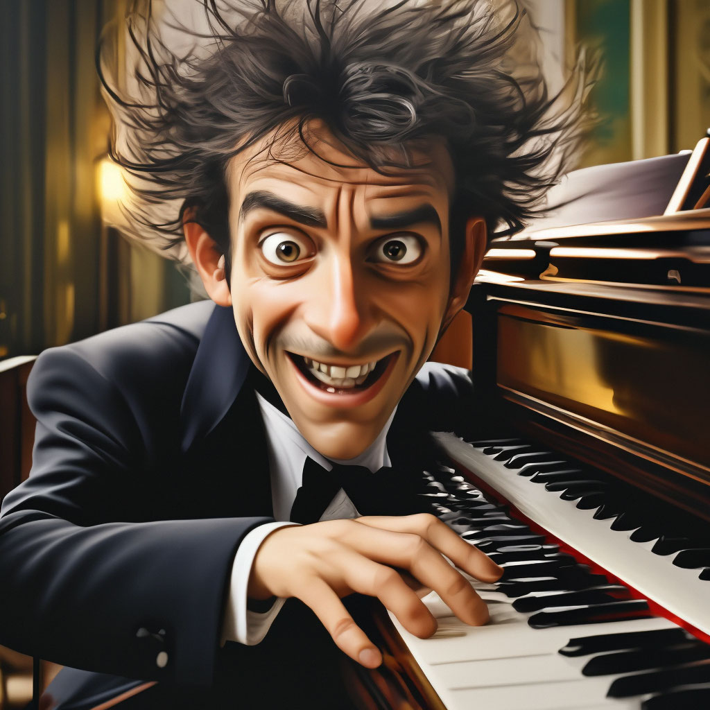 Divertida caricatura del pianista boigDivertida caricatura del pianista boig  