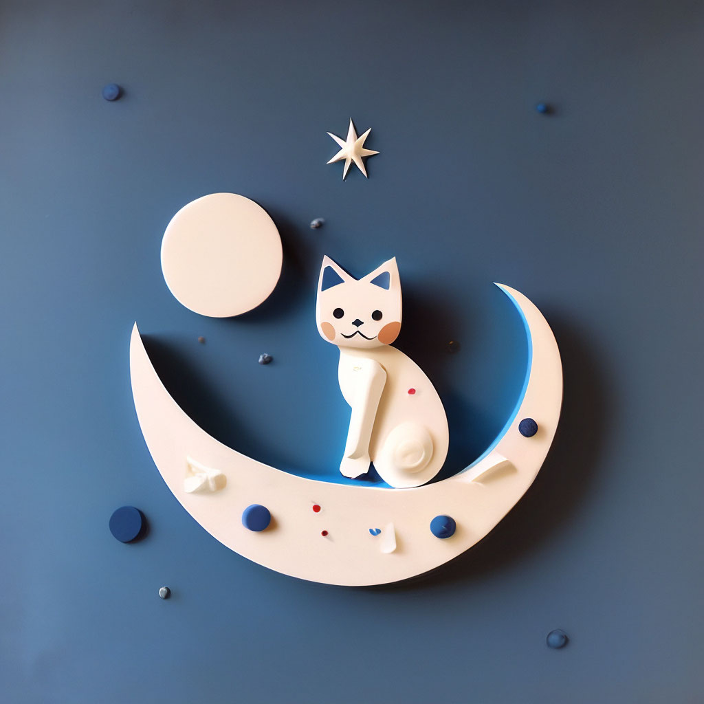«Кошка и луна, пластилин-арт, …» — создано в Шедевруме