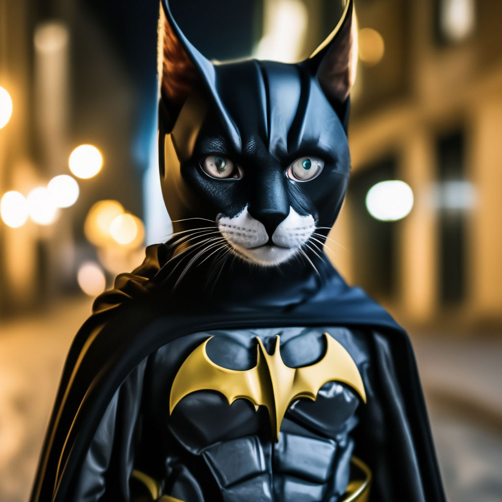 The batcat A cat in a Batman costume image created in Shedevrum