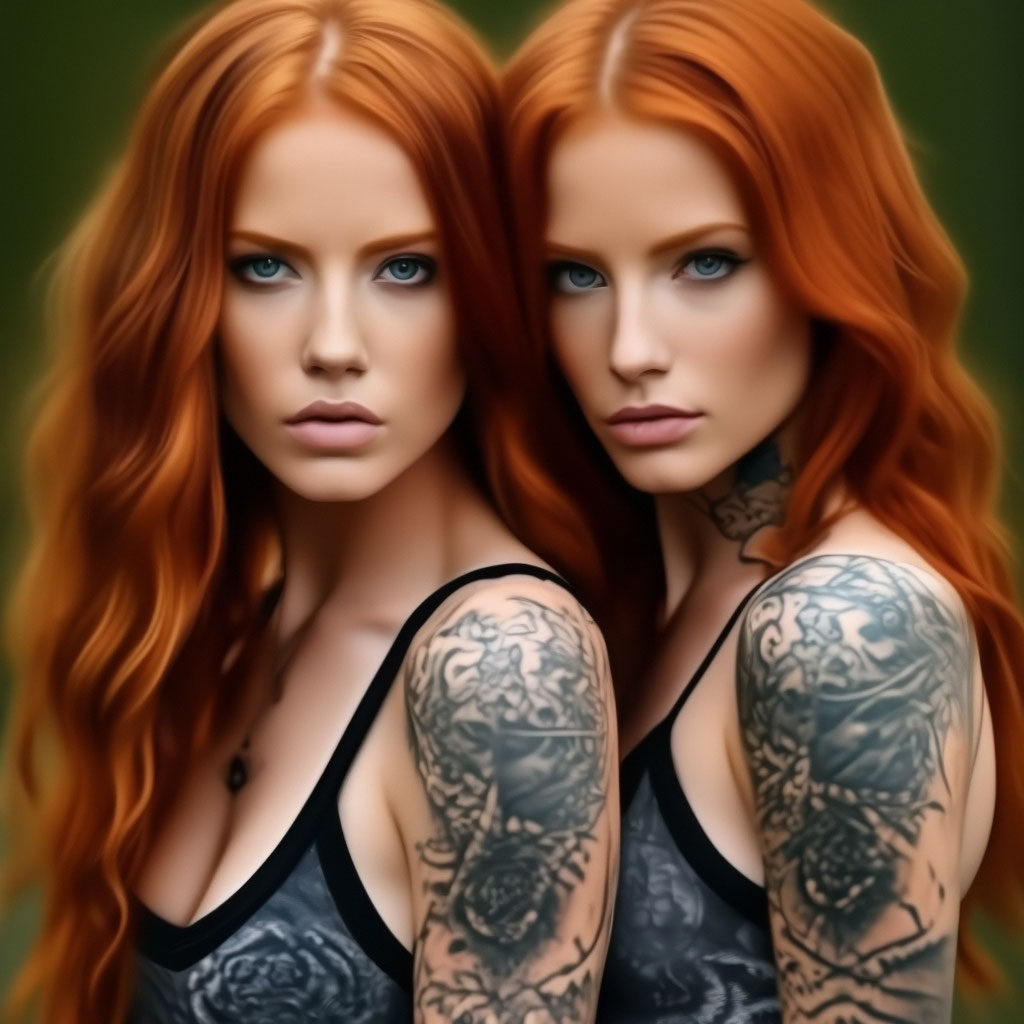 Женщина с рыжими волосами и татуировкой на спине | Премиум Фото