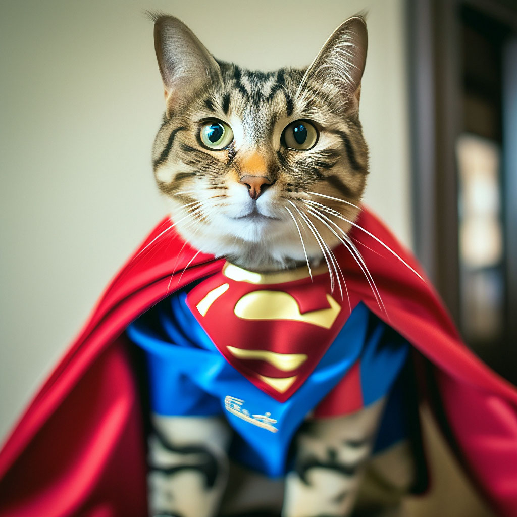 Кошка в костюме супер кошки» — создано в Шедевруме