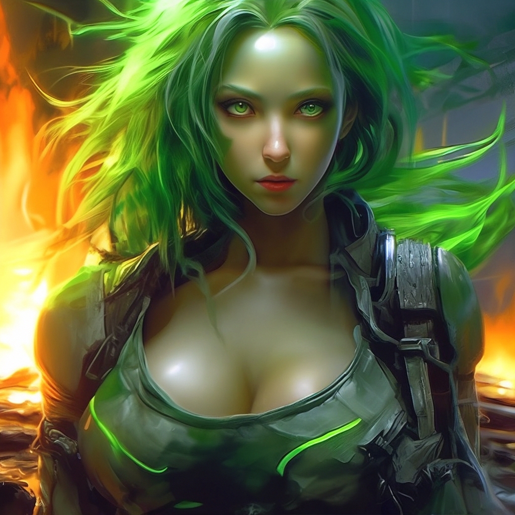 "The green girl" - image created in Shedevrum