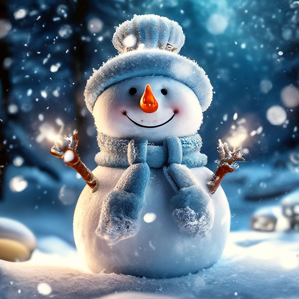 Красивый милый снеговик из снега ,…» — создано в Шедевруме