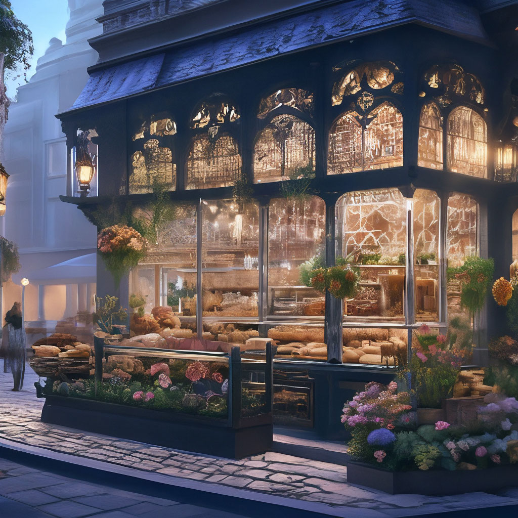 Булочная и цветочный магазин на …» — создано в Шедевруме