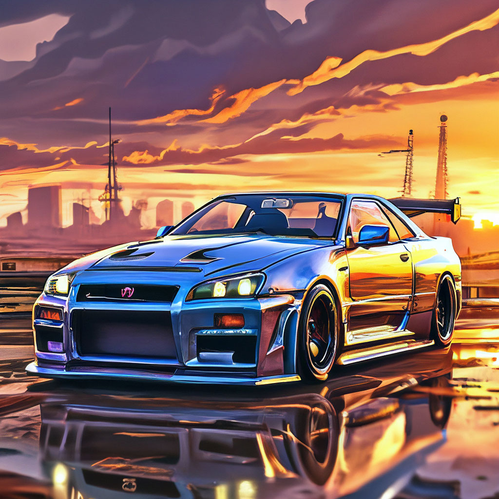 Cartoon Nissan Skyline R34