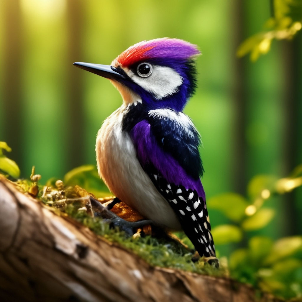 «Маленький пушистый дятел фиолетовый, …» — создано в Шедевруме