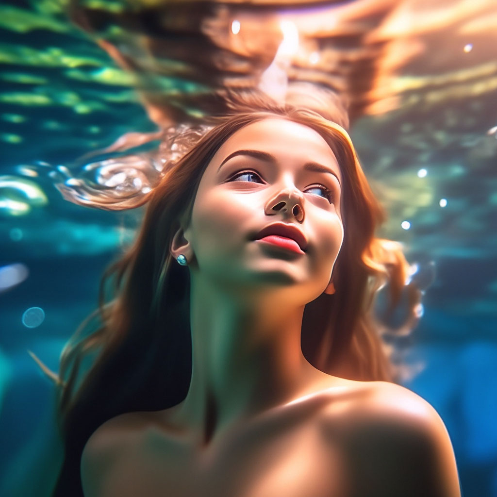 👆👆👆 красивая девушка под водой, …» — создано в Шедевруме