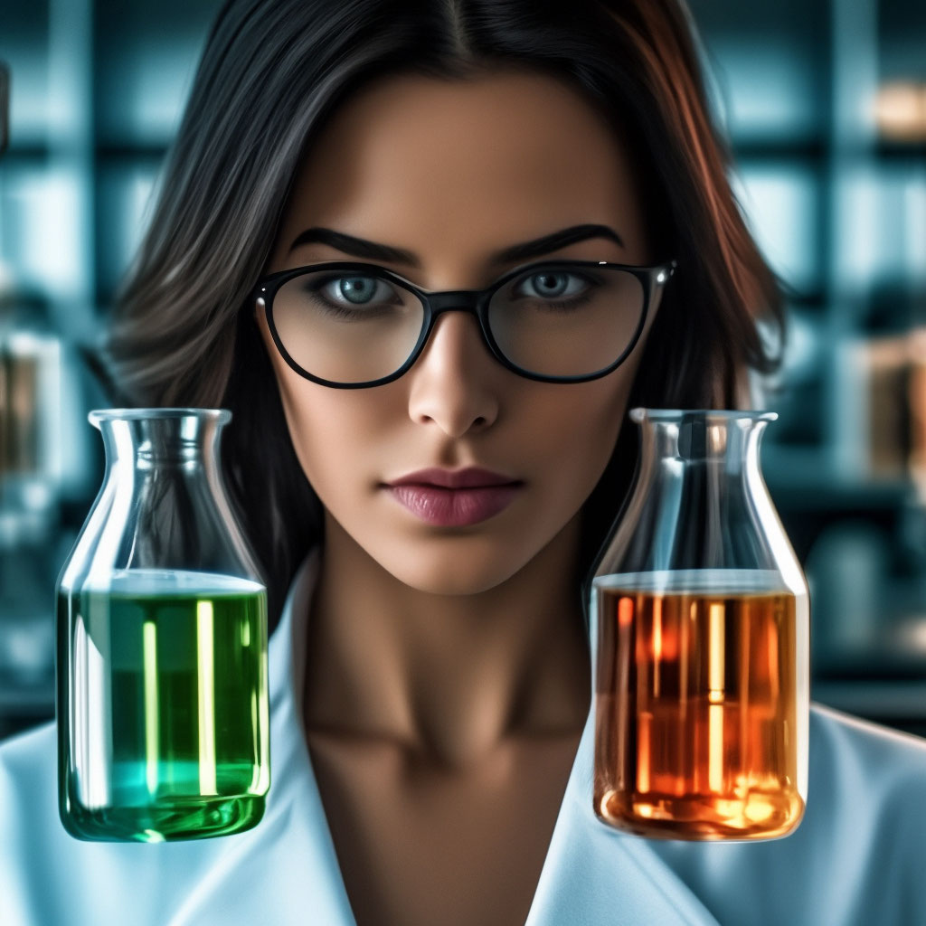 Woman in the laboratory,brunette,…