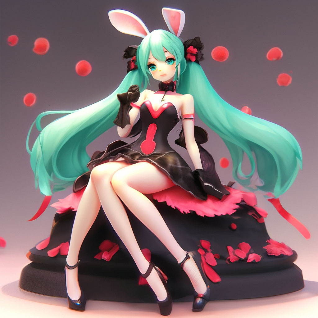 Hatsune Miku seductive revealing …” — image created in Shedevrum